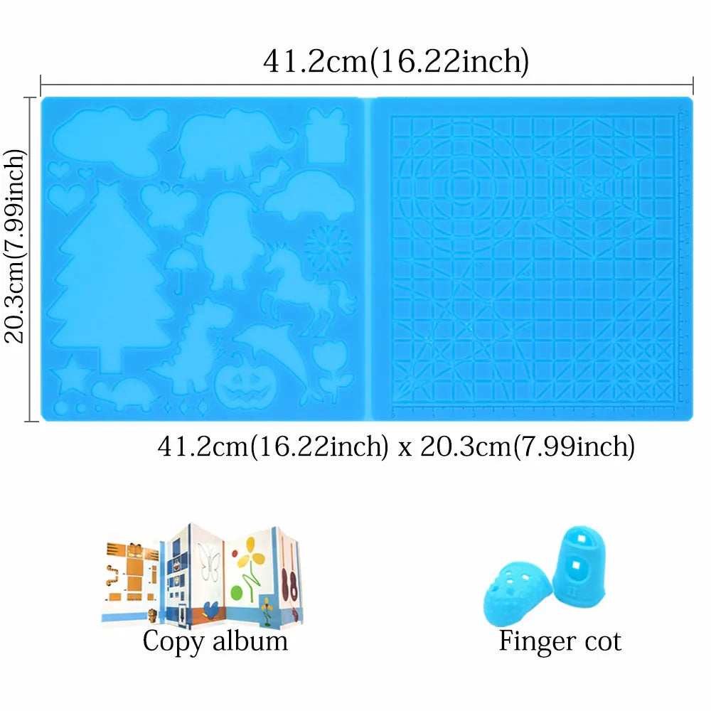 3D Printing Pen Silicone Design Mat with 2 Finger Protectors Template Drawing Tools Silicone Pad Drawing Tools for Kids Adults