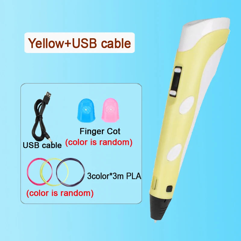 3D Printing Pen DIY Drawing Paiting with LCD Screen Compatible PLA Filament Toys Safe with 9M PLA Christmas Birthday Gift Toys