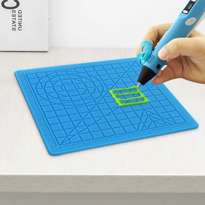 3D Printing Pen Silicone Design Mat with 2 Finger Protectors Template Drawing Tools Silicone Pad Drawing Tools for Kids Adults