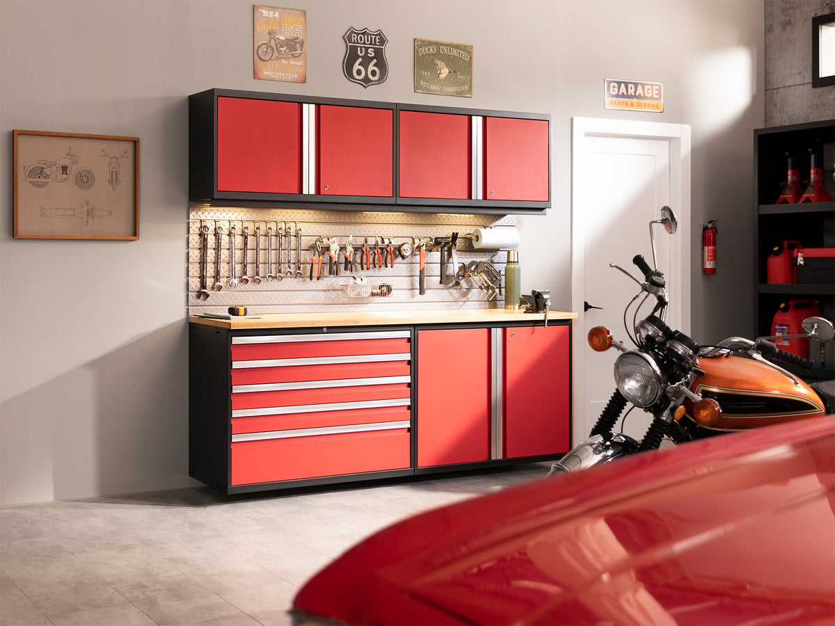 Transform Your Garage with the Pro Series 10PC Heavy-Duty Cabinet Set – Premium 18-Gauge Steel, Fully-Welded and Spacious 192" W X 24" D X 84.75" H Design