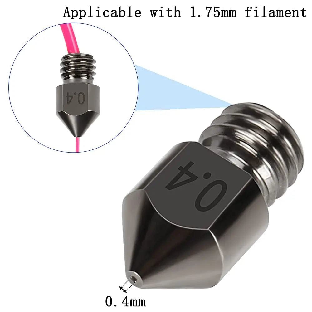 5PCS Hardened Steel MK8 Nozzle 0.4Mm Hotend Extruder All Metal Nozzle for Cr-10/Ender 3/Ender 3S/5/6 3D Printer 1.75Mm