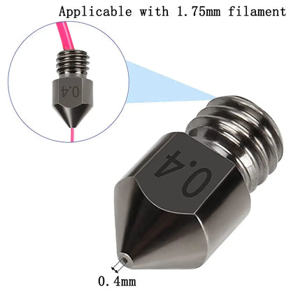 5PCS Hardened Steel MK8 Nozzle 0.4Mm Hotend Extruder All Metal Nozzle for Cr-10/Ender 3/Ender 3S/5/6 3D Printer 1.75Mm