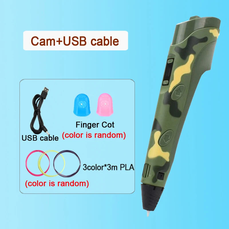 3D Printing Pen DIY Drawing Paiting with LCD Screen Compatible PLA Filament Toys Safe with 9M PLA Christmas Birthday Gift Toys