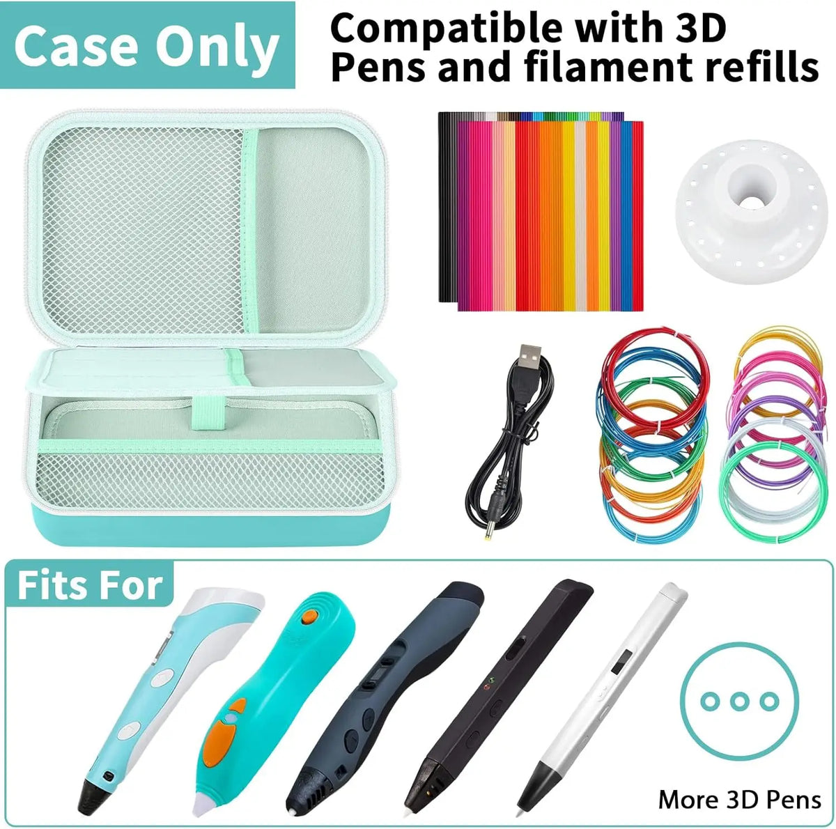 Universal 3D Pen Case Compatible with SCRIB3D P1/Advanced,For MYNT3D Super/Professional,For 3Doodler Start+/Flow/Pro 3D Printer