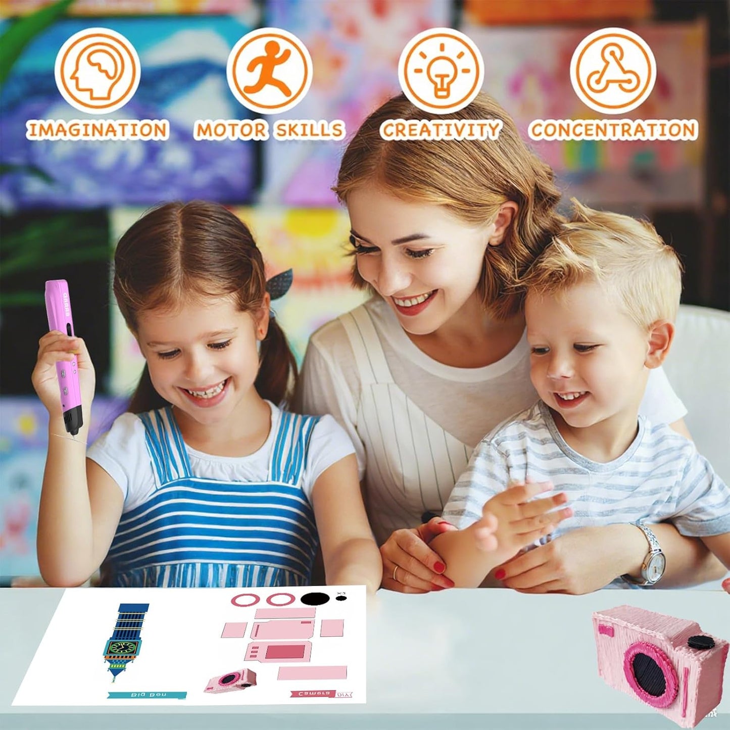 3D Printing Drawing Book,3D Printer Drawing Molds Paper Stencils for 3D Printing Pen,Reusable Colorful Painting Graffiti Template 21 Sheets 42 Patterns with a PVC Transparent Board.