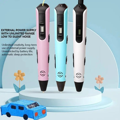 New 3D Printing Pen LCD Display Screen 1.75Mm ABS/PLA 0.7Mm Diameter Material Kids DIY Drawing Pen Christmas Birthday Gifts