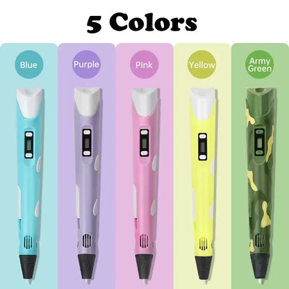 New Generation LED Display Electronic 3D Printing Pen Three-Dimensional Graffiti Painting Tool DIY Smart Toy Birthday Gift