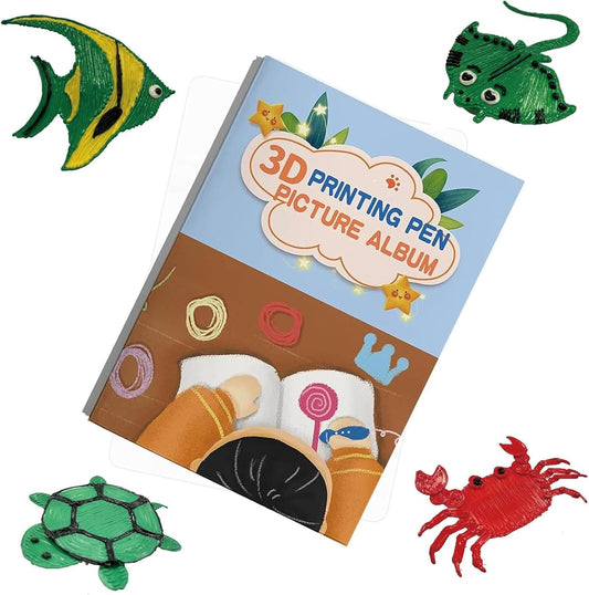 3D Printing Drawing Book,3D Printer Drawing Molds Paper Stencils for 3D Printing Pen,Reusable Colorful Painting Graffiti Template 21 Sheets 42 Patterns with a PVC Transparent Board.