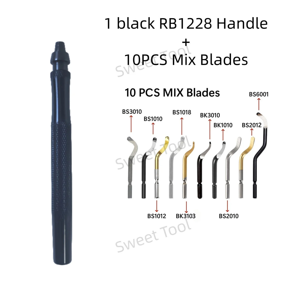 Deburring Tool Kit RB1228 with 10 MIX Blades Burr Remover Metal Hand Tool Set for Copper Aluminum Plastic Anti-Slip Burr Handle