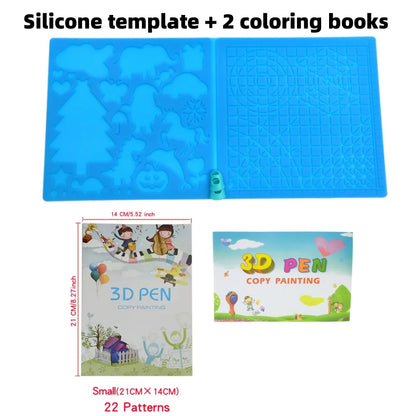 3D Printing Pen Silicone Template and Coloring Book with Reusable Colorful 22-Pattern Thick Paper Drawing Templates.