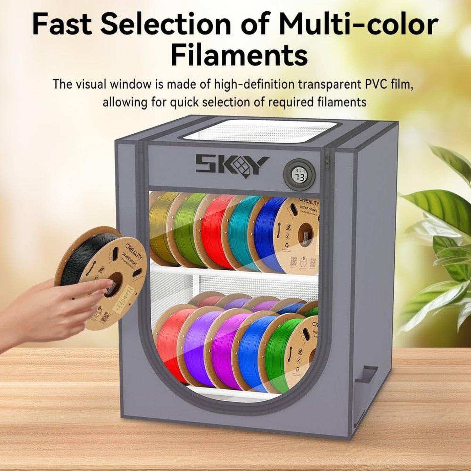 3D Printer Filament Storage Box 2 Tiers Metal with Thermo-Hygrome