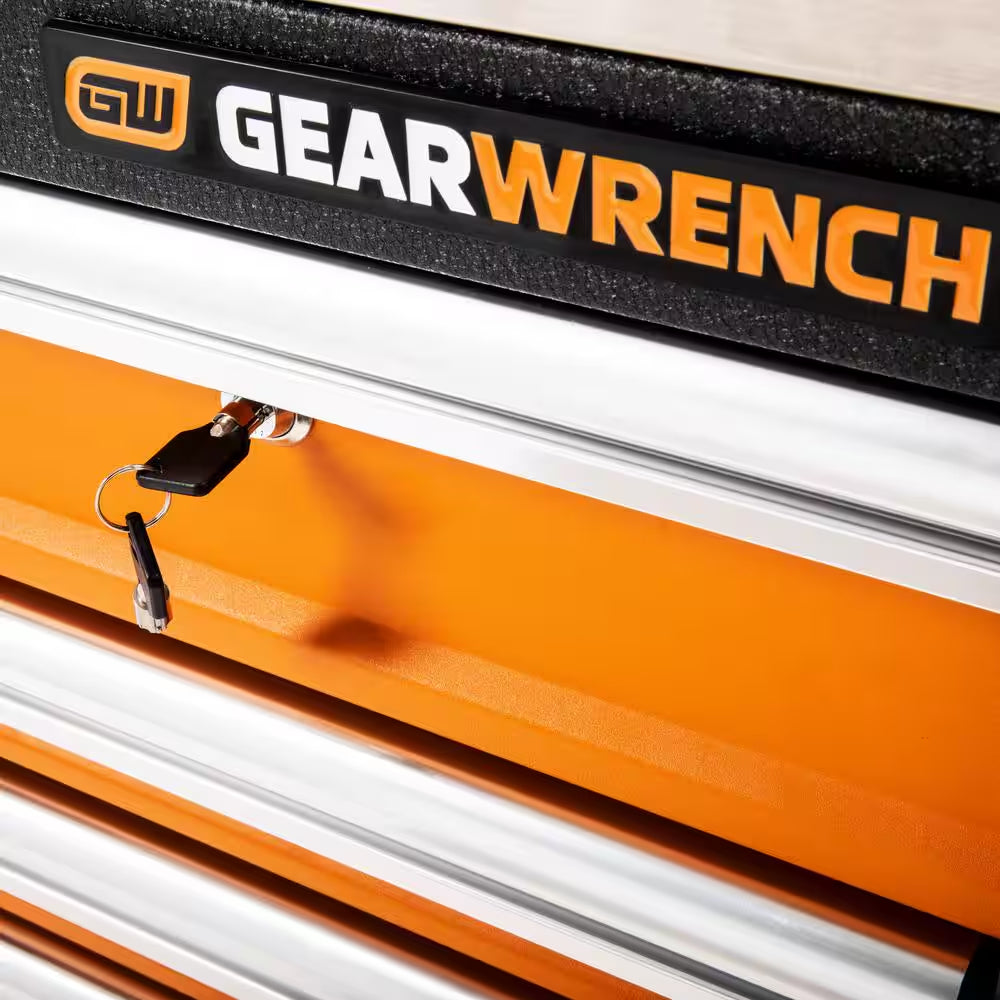 GSX 72 In. X 25 In. 18-Drawer Orange and Black Rolling Mobile Workbench Cabinet with Stainless Steel Worktop