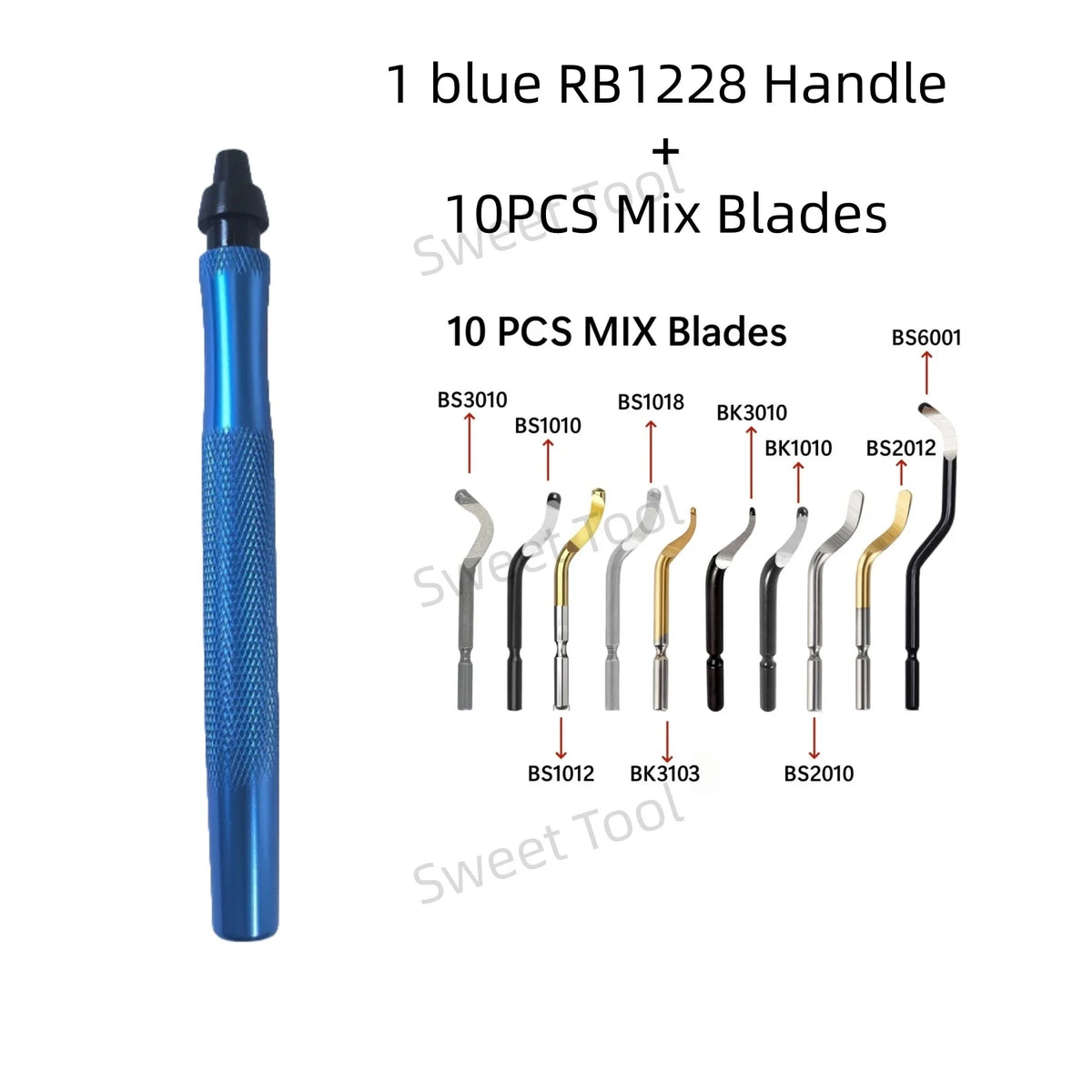 Deburring Tool Kit RB1228 with 10 MIX Blades Burr Remover Metal Hand Tool Set for Copper Aluminum Plastic Anti-Slip Burr Handle