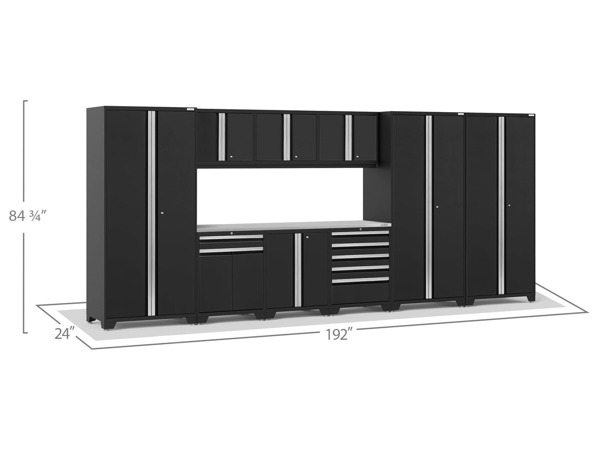 Transform Your Garage with the Pro Series 10PC Heavy-Duty Cabinet Set – Premium 18-Gauge Steel, Fully-Welded and Spacious 192" W X 24" D X 84.75" H Design