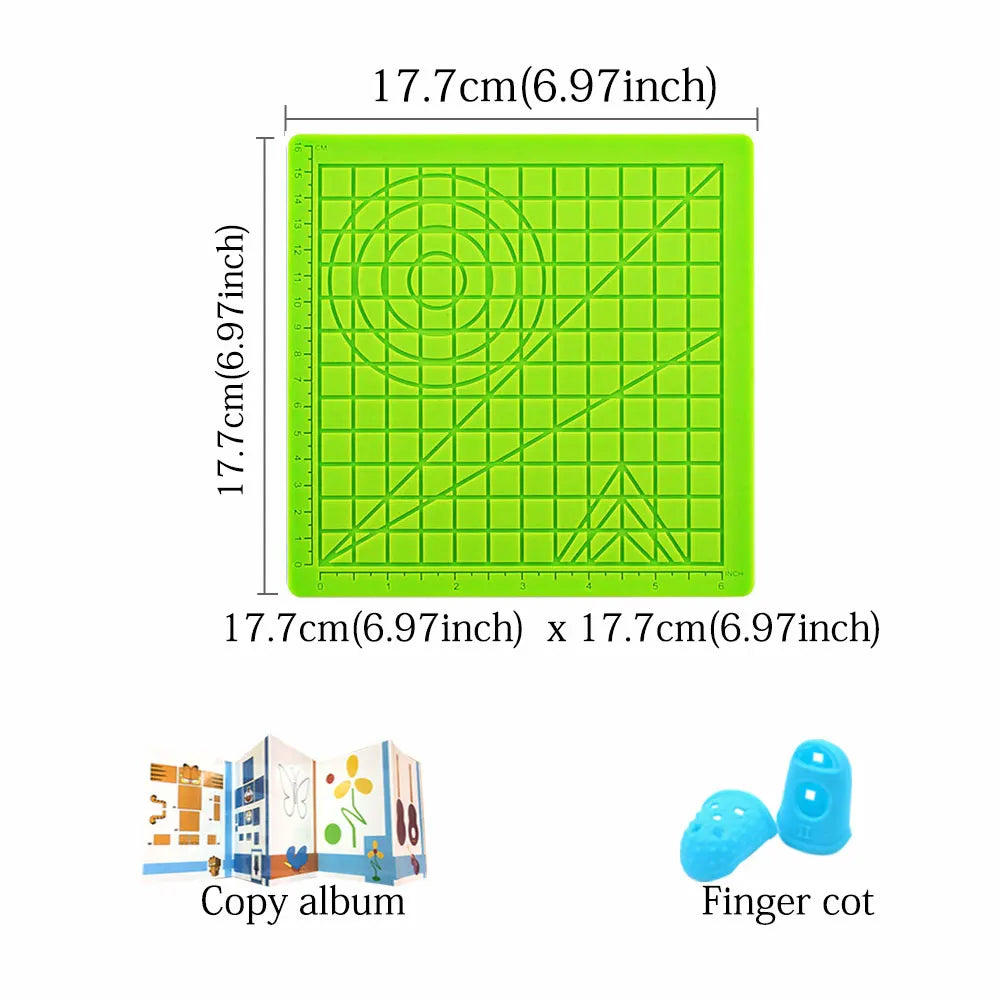 3D Printing Pen Silicone Design Mat with 2 Finger Protectors Template Drawing Tools Silicone Pad Drawing Tools for Kids Adults