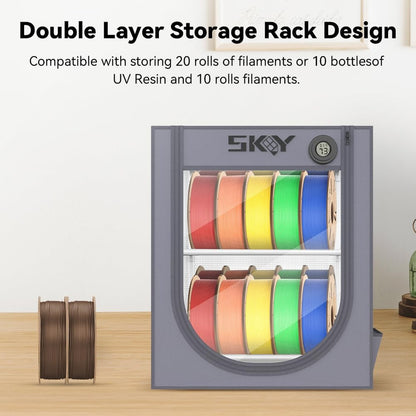 3D Printer Filament Storage Box 2 Tiers Metal with Thermo-Hygrome