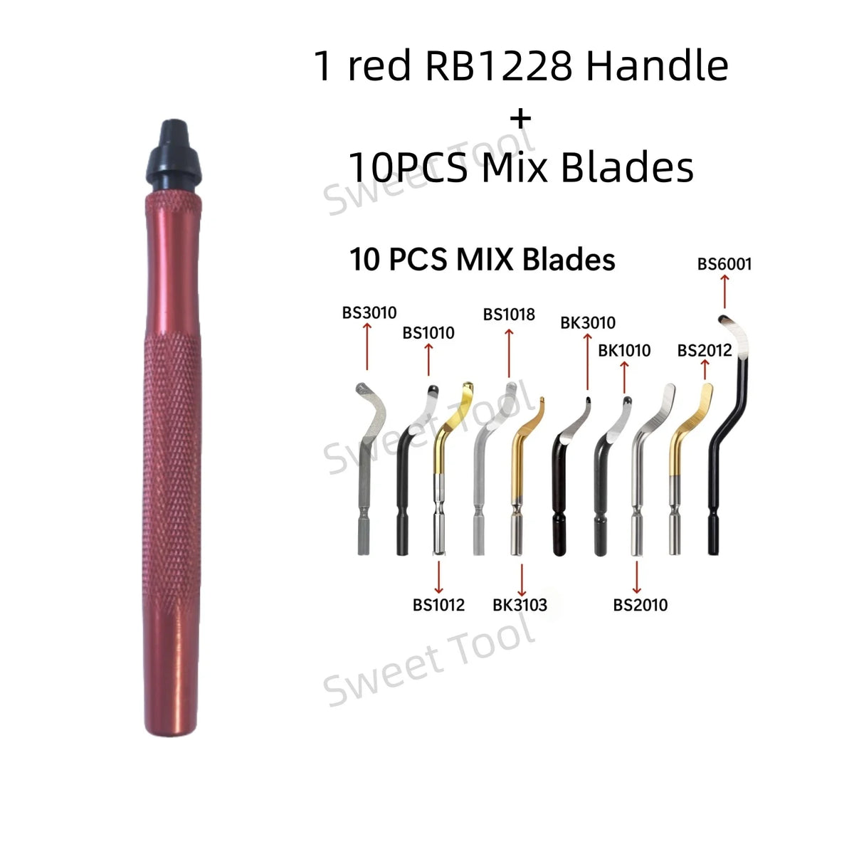 Deburring Tool Kit RB1228 with 10 MIX Blades Burr Remover Metal Hand Tool Set for Copper Aluminum Plastic Anti-Slip Burr Handle