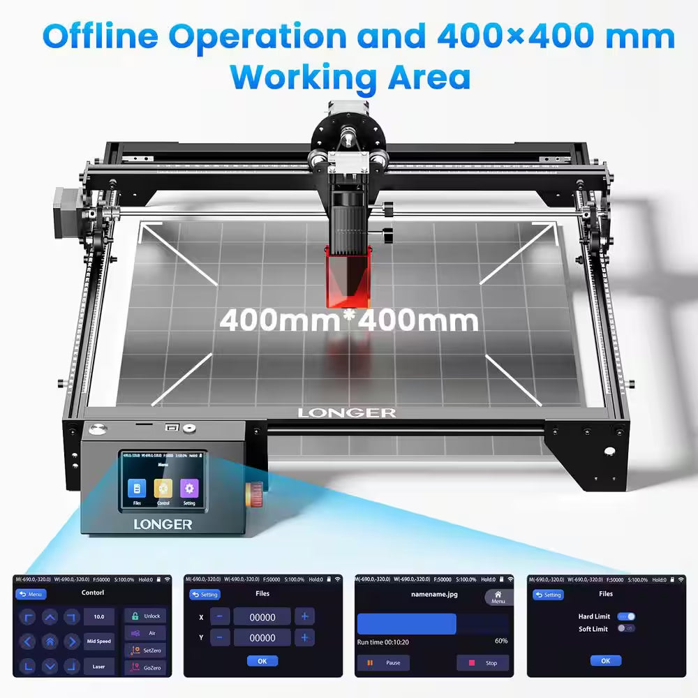 10-Watt Laser Cutter Engraver CNC Machine 15.7 In. X 15.7 In. Working Area 32-Bit Motherboard