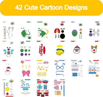 3D Printing Drawing Book,3D Printer Drawing Molds Paper Stencils for 3D Printing Pen,Reusable Colorful Painting Graffiti Template 21 Sheets 42 Patterns with a PVC Transparent Board.