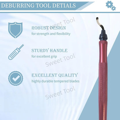Deburring Tool Kit RB1228 with 10 MIX Blades Burr Remover Metal Hand Tool Set for Copper Aluminum Plastic Anti-Slip Burr Handle