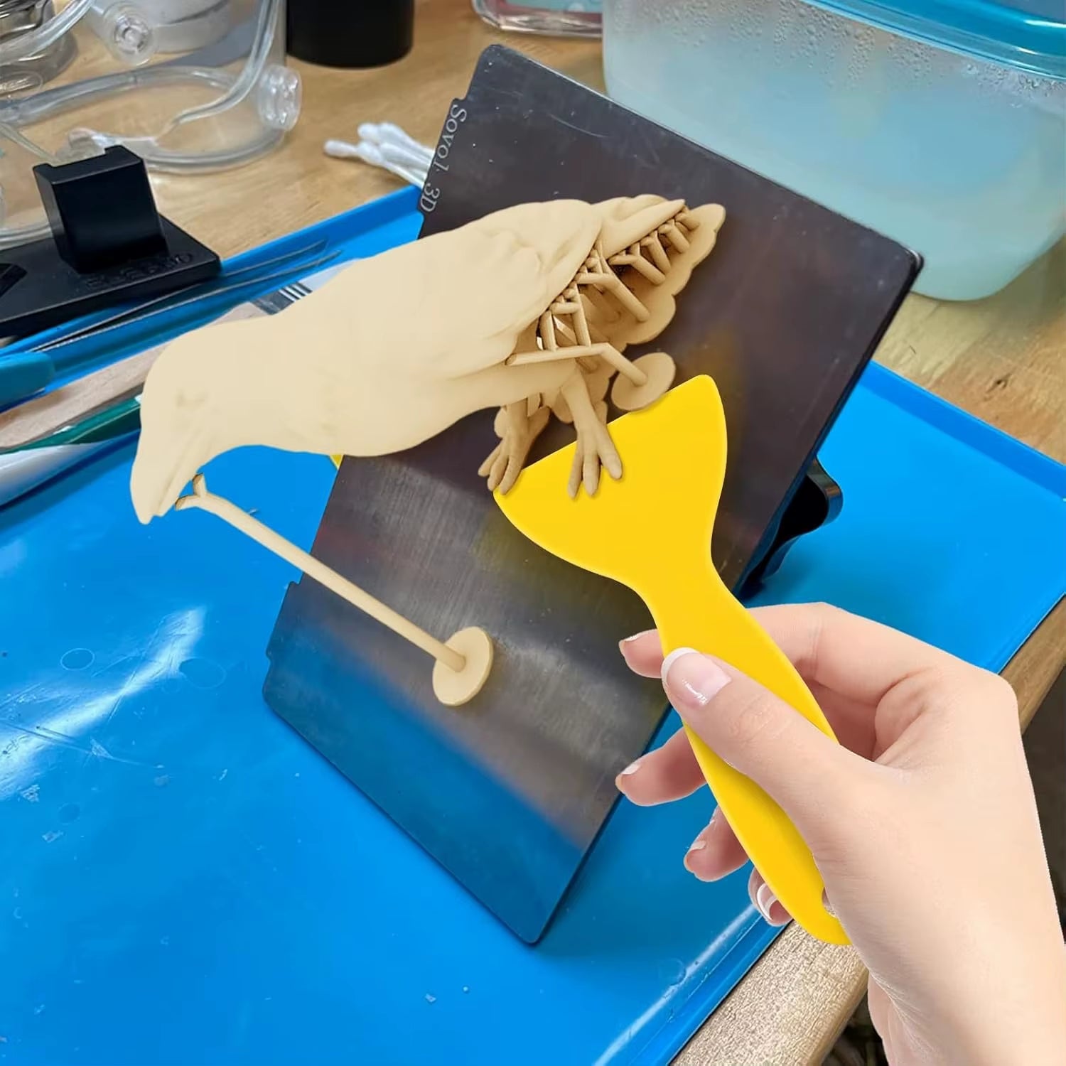 7Pcs UV Resin 3D Printer Tool Kit, Silicone Spatula Scraper Brush for Resin Cleaning Transfer Protect FEP Film Vat Tank