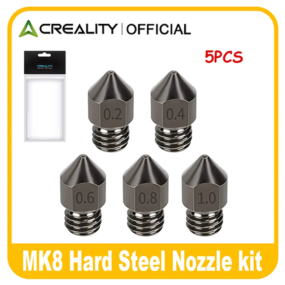 5PCS Hardened Steel MK8 Nozzle 0.4Mm Hotend Extruder All Metal Nozzle for Cr-10/Ender 3/Ender 3S/5/6 3D Printer 1.75Mm