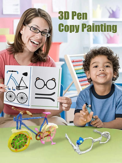 3D Printing Pen Silicone Template and Coloring Book with Reusable Colorful 22-Pattern Thick Paper Drawing Templates.