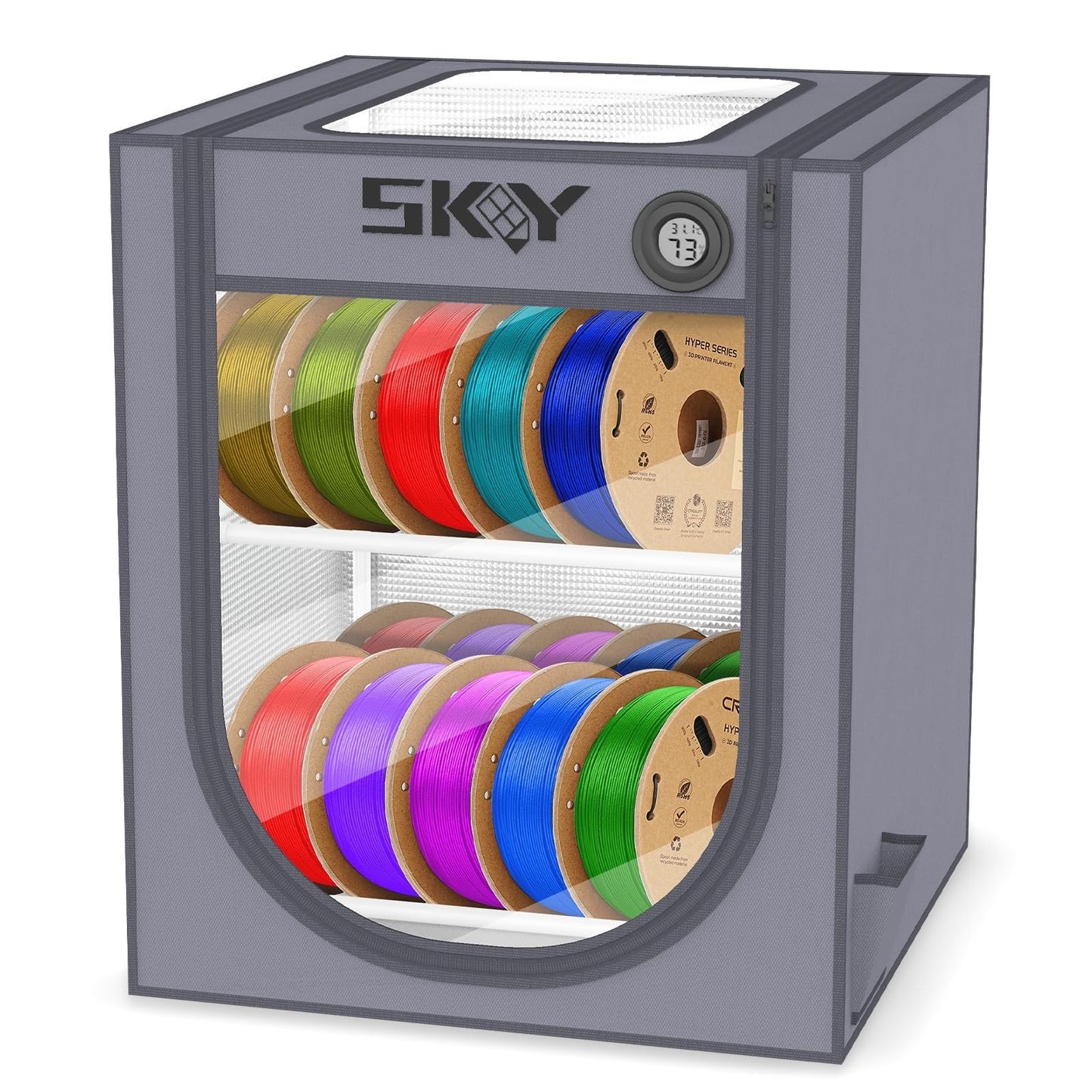 3D Printer Filament Storage Box 2 Tiers Metal with Thermo-Hygrome