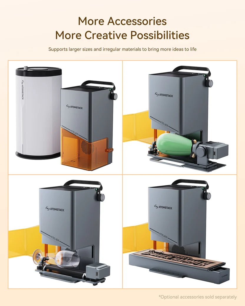 Atelier World's 1st FDA Class 1 Portable Diode Laser Engraver with Built-in Camera.