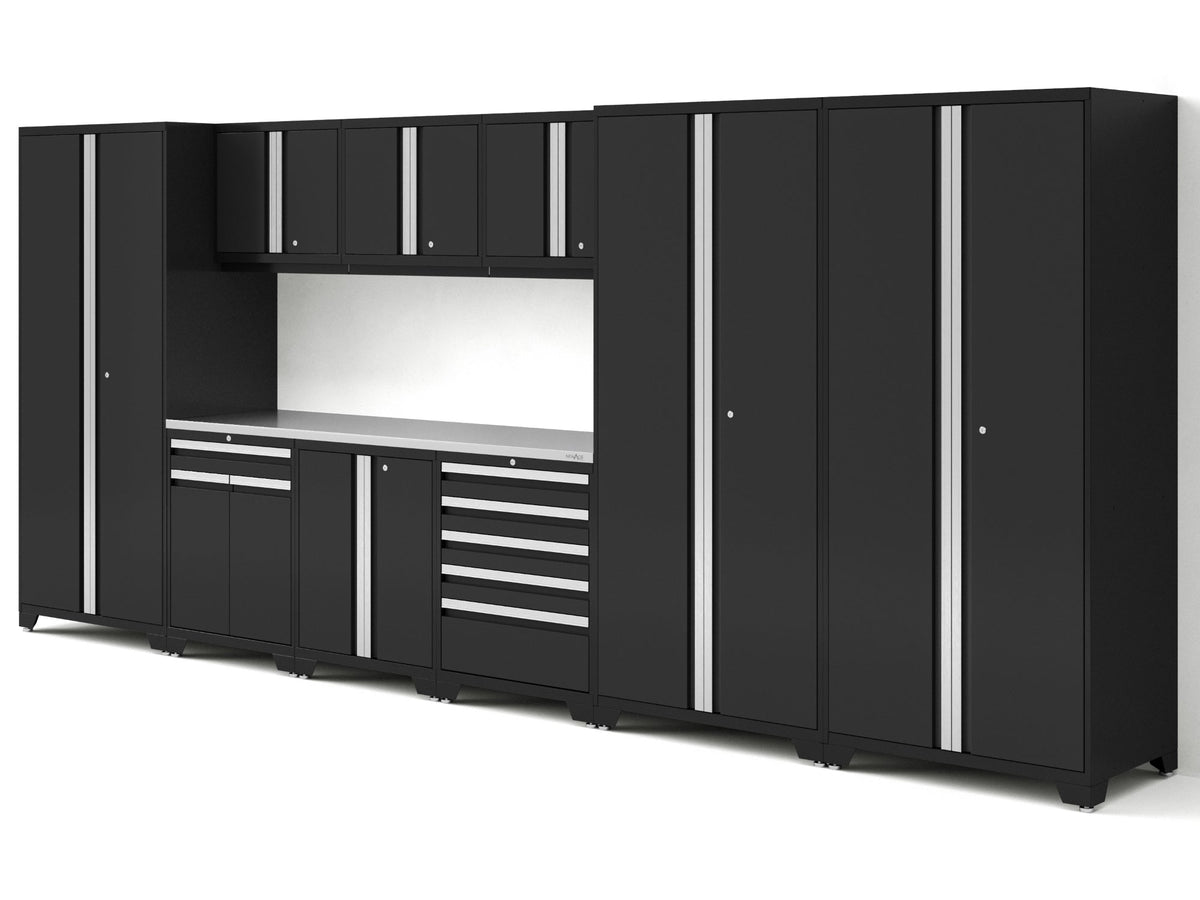 Transform Your Garage with the Pro Series 10PC Heavy-Duty Cabinet Set – Premium 18-Gauge Steel, Fully-Welded and Spacious 192" W X 24" D X 84.75" H Design