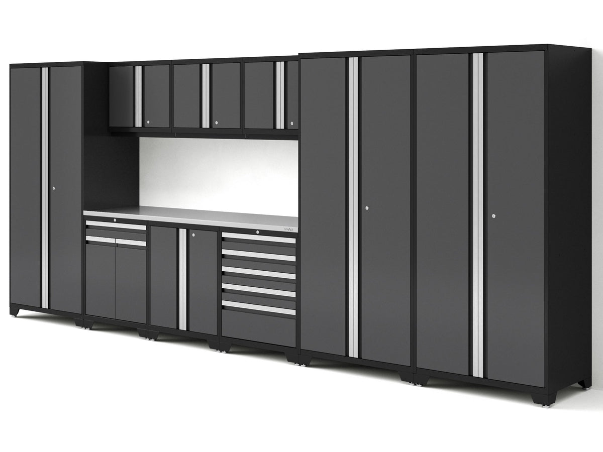 Transform Your Garage with the Pro Series 10PC Heavy-Duty Cabinet Set – Premium 18-Gauge Steel, Fully-Welded and Spacious 192" W X 24" D X 84.75" H Design