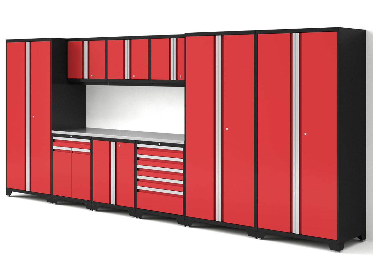 Transform Your Garage with the Pro Series 10PC Heavy-Duty Cabinet Set – Premium 18-Gauge Steel, Fully-Welded and Spacious 192" W X 24" D X 84.75" H Design