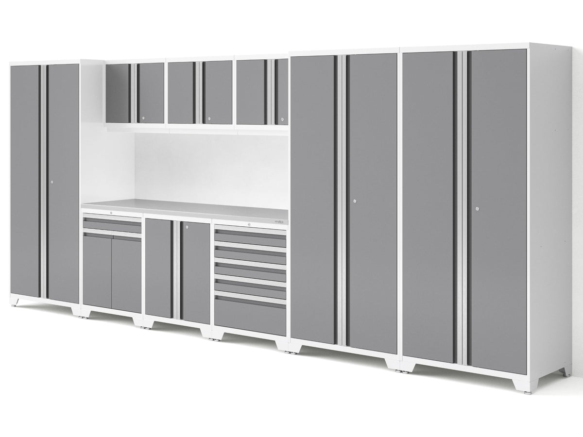 Transform Your Garage with the Pro Series 10PC Heavy-Duty Cabinet Set – Premium 18-Gauge Steel, Fully-Welded and Spacious 192" W X 24" D X 84.75" H Design