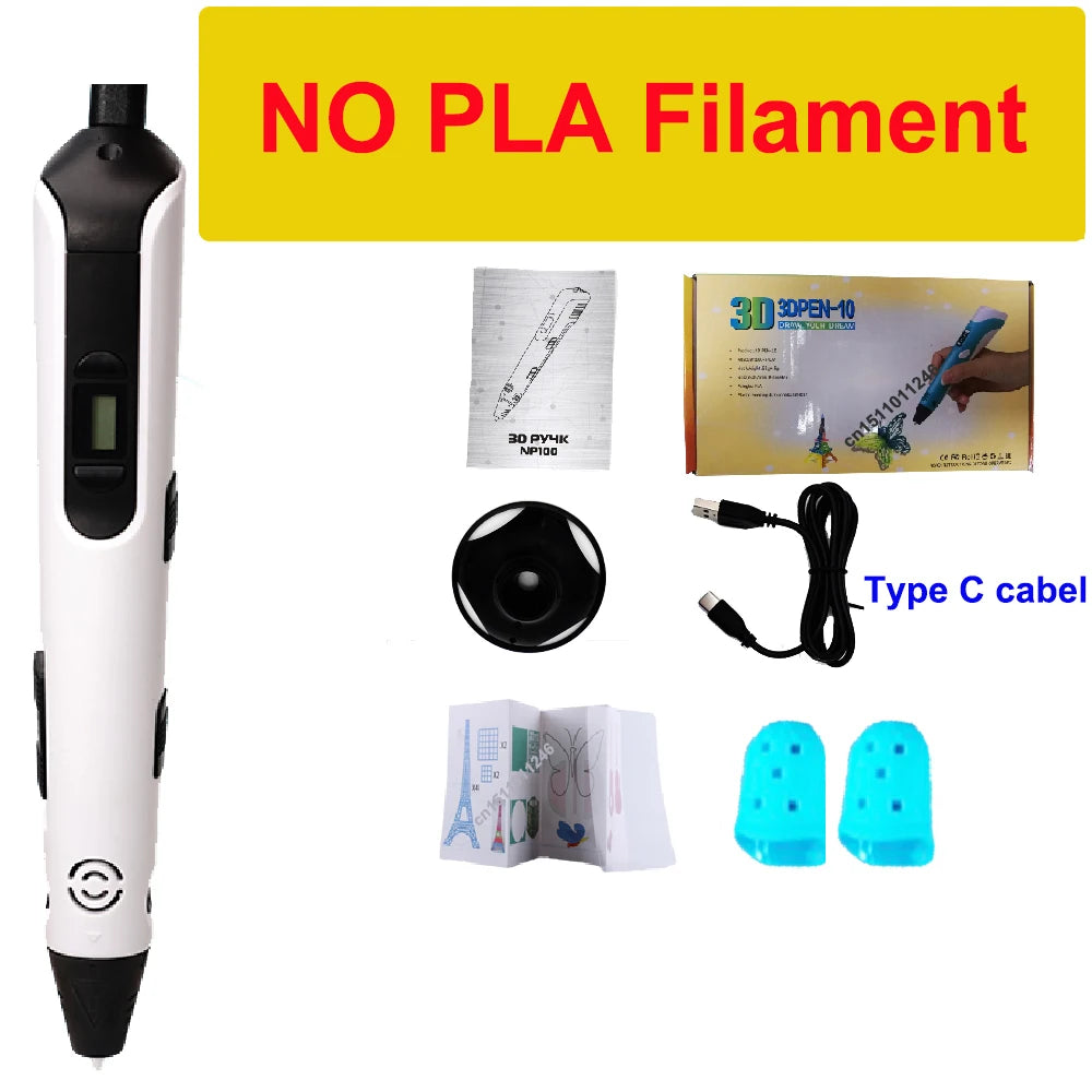 New 3D Printing Pen LCD Display Screen 1.75Mm ABS/PLA 0.7Mm Diameter Material Kids DIY Drawing Pen Christmas Birthday Gifts