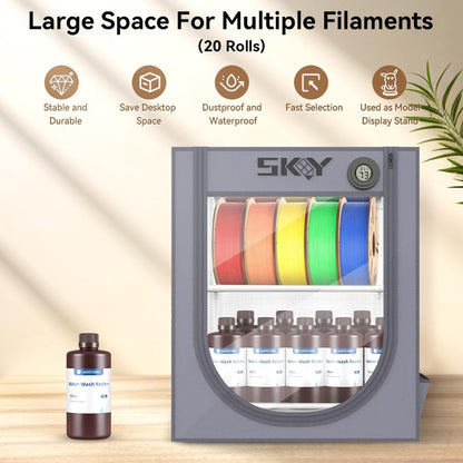 3D Printer Filament Storage Box 2 Tiers Metal with Thermo-Hygrome