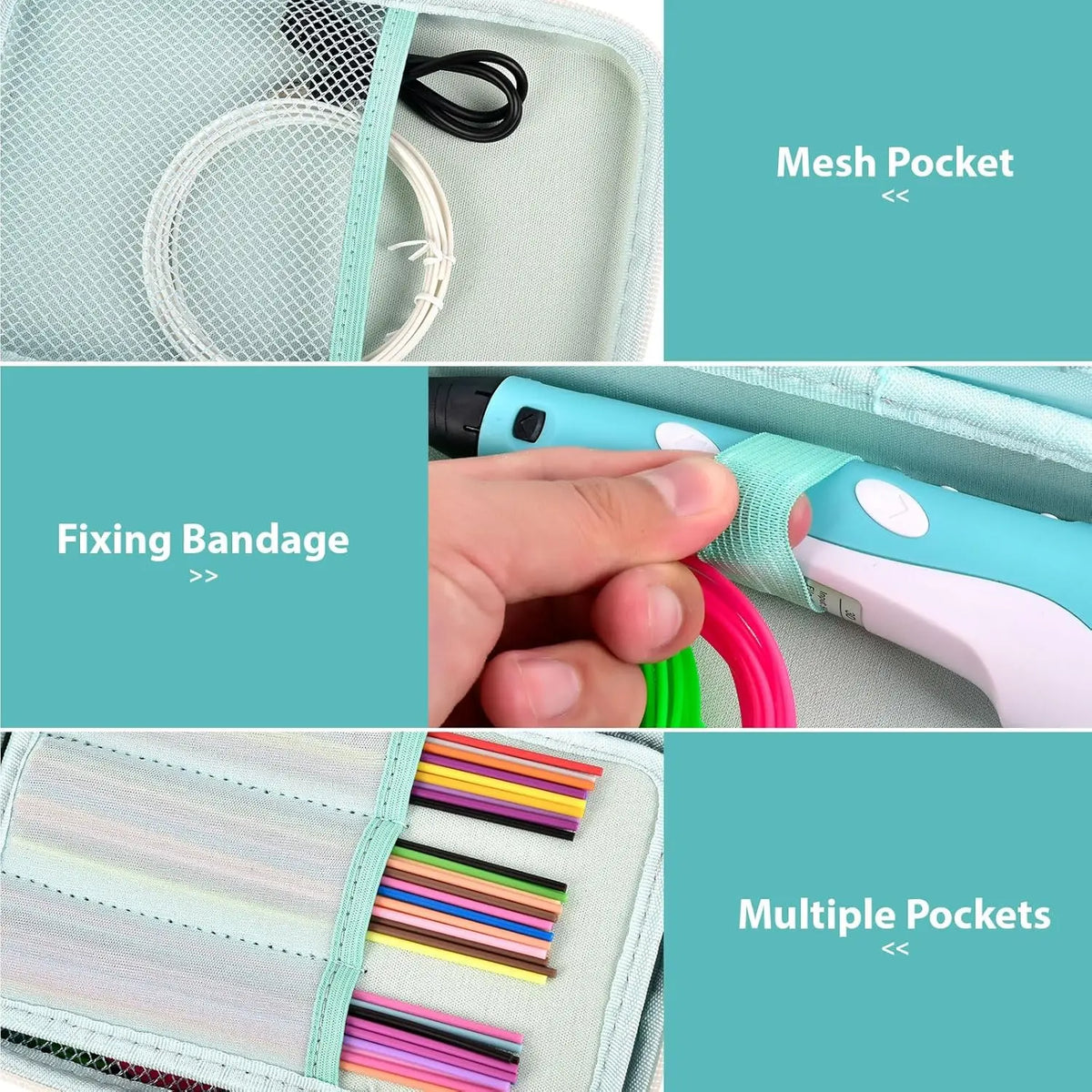Universal 3D Pen Case Compatible with SCRIB3D P1/Advanced,For MYNT3D Super/Professional,For 3Doodler Start+/Flow/Pro 3D Printer