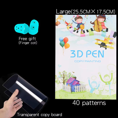 3D Printing Pen Drawing Book Reusable Colorful 22/40 Patterns Thick Paper Clear Plate Painting Template for 3D Pen Kid Gifts