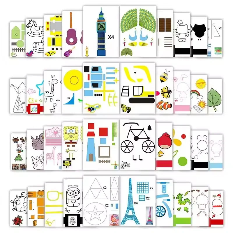 3D Printing Pen Silicone Template and Coloring Book with Reusable Colorful 22-Pattern Thick Paper Drawing Templates.