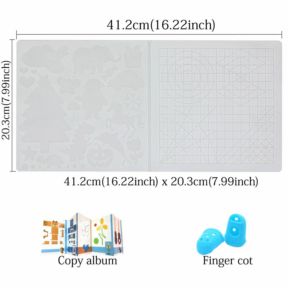 3D Printing Pen Silicone Design Mat with 2 Finger Protectors Template Drawing Tools Silicone Pad Drawing Tools for Kids Adults