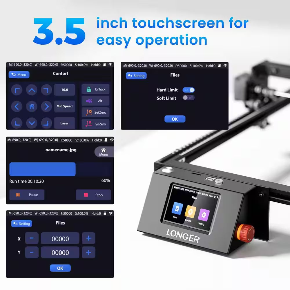 10-Watt Laser Cutter Engraver CNC Machine 15.7 In. X 15.7 In. Working Area 32-Bit Motherboard