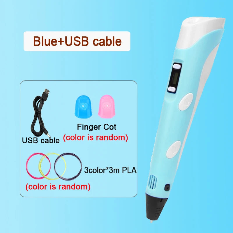 3D Printing Pen DIY Drawing Paiting with LCD Screen Compatible PLA Filament Toys Safe with 9M PLA Christmas Birthday Gift Toys